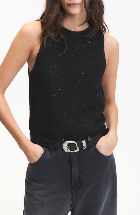 Angel Sequin Accent Sleeveless Sweater