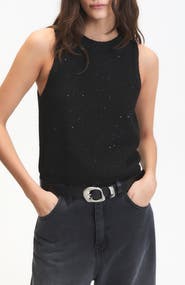 DELUC Angel Sequin Accent Sleeveless Sweater