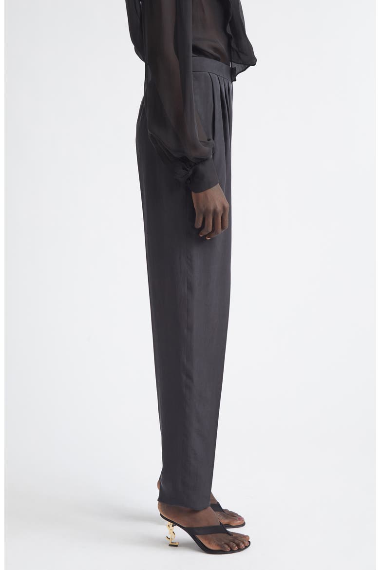 Tailored Silk Straight Leg Pants, Alternate, color, NOIR