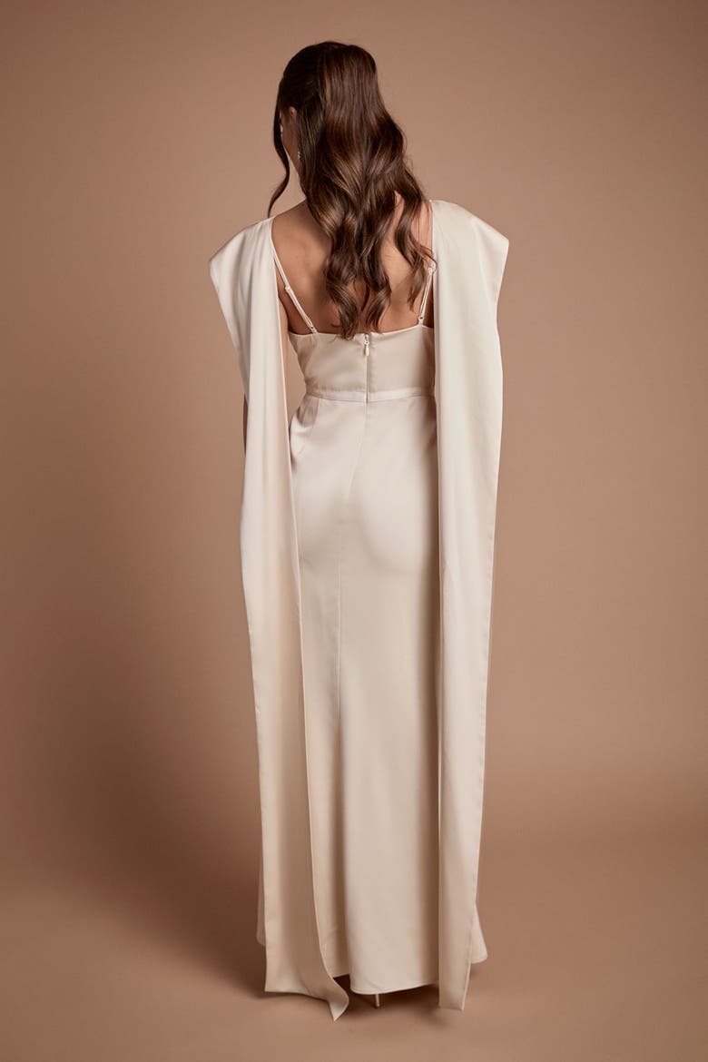 Satin Tie Back Maxi Dress, Alternate, color, Champagne