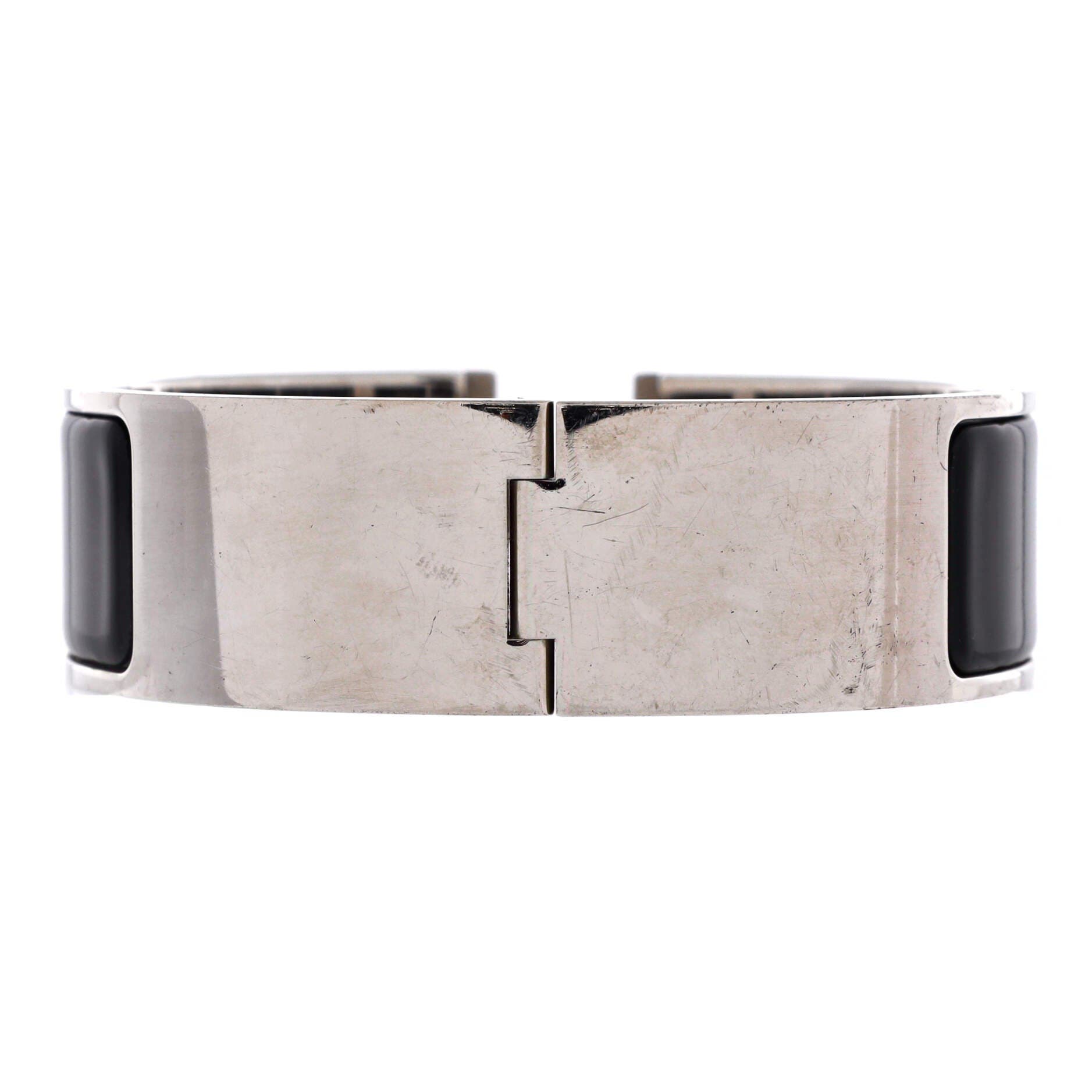 Clic H Bracelet Enamel Wide, Alternate, color, Black