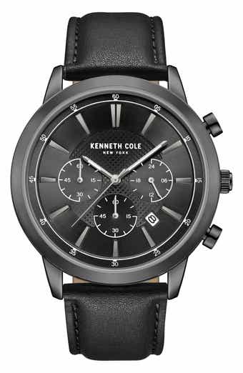 Kenneth Cole New York Dress Sport Chronograph Leather Strap Watch, 44mm