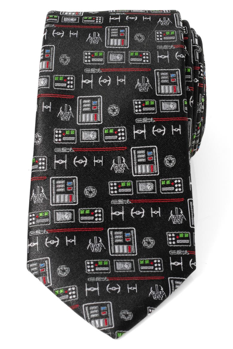 Star Wars™ Darth Vader Chest Plate Silk Tie, Main, color, BLACK