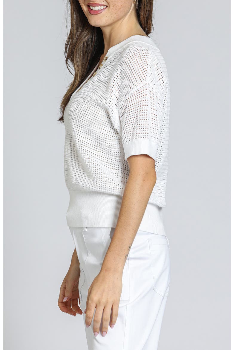 Open Stitch Cotton Polo, Alternate, color, WHITE