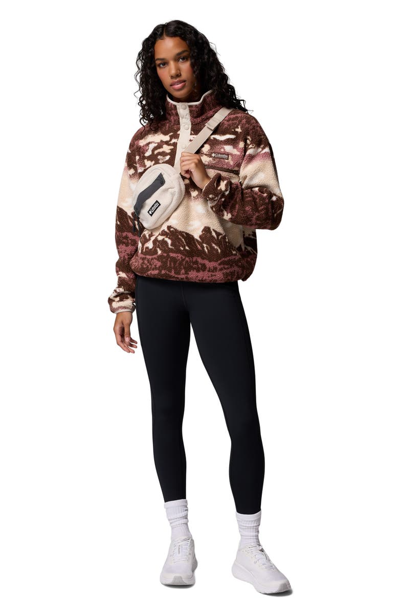 Columbia Helvetia II Print Crop Fleece Pullover, Alternate, color, Tobacco Sisters Dark Stone