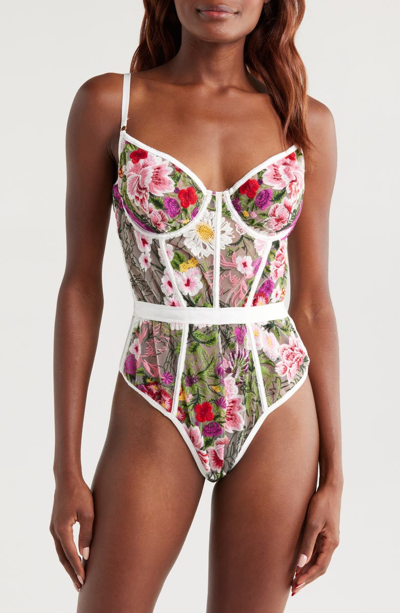 KILO BRAVA Embroidered Underwire Bodysuit, Main, color, Multicolor Floral