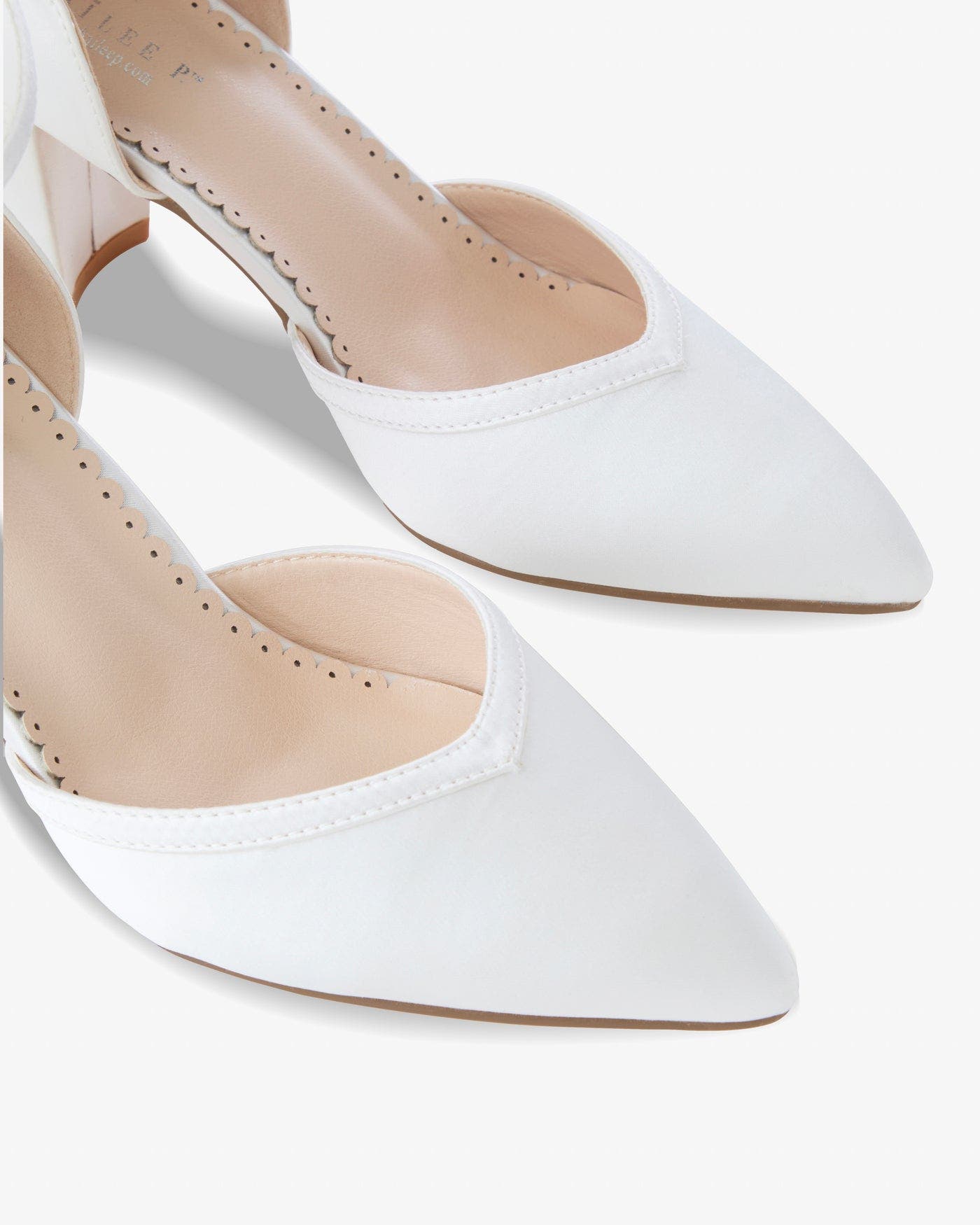 Kailee P Sally Satin Block Heels Wedding Shoes, Alternate, color, White