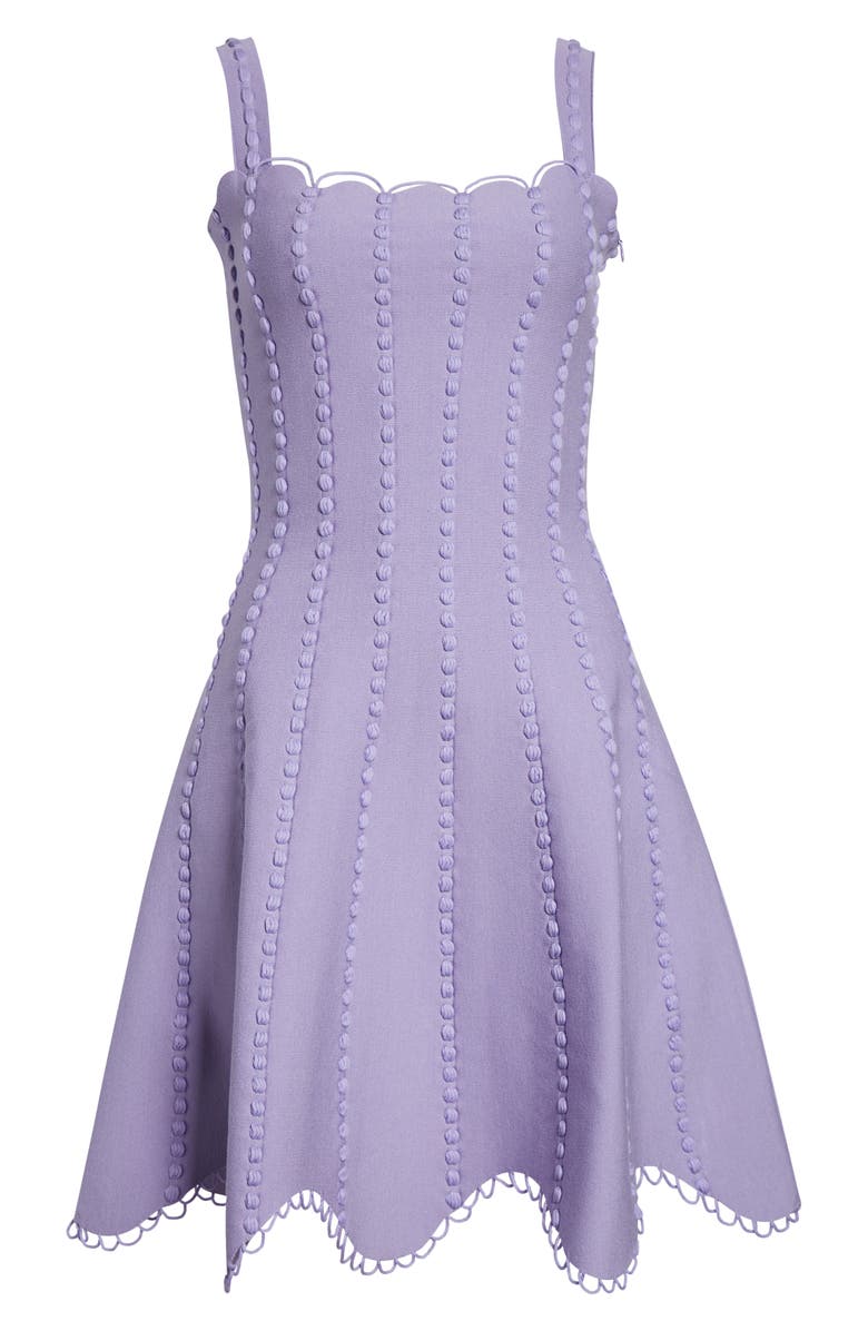 Oscar de la Renta Bobble Stitch Knit Fit & Flare Dress, Alternate, color, Pansy