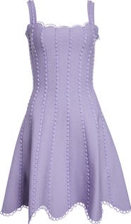 Oscar de la Renta Bobble Stitch Knit Fit & Flare Dress