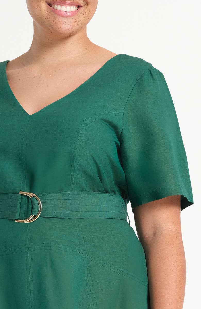 Estelle Aelin Linen Blend Fit & Flare Midi Dress, Alternate, color, Jade