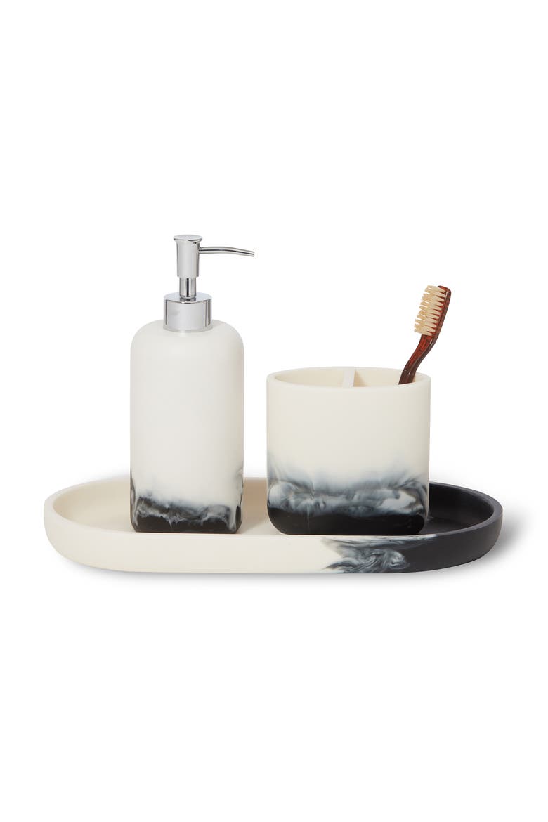 Ombré 3-Piece Bathroom Accessory Set, Alternate, color, WHITE/ BLACK