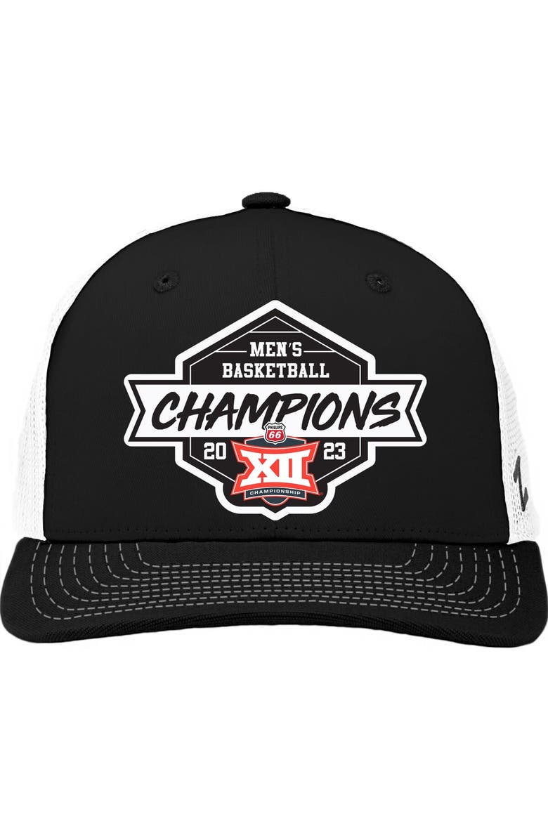 ZEPHYR Black Texas Longhorns 2023 Big 12 Men's Basketball Conference Tournament Champions Locker Room Adjustable Hat, Main, color, 