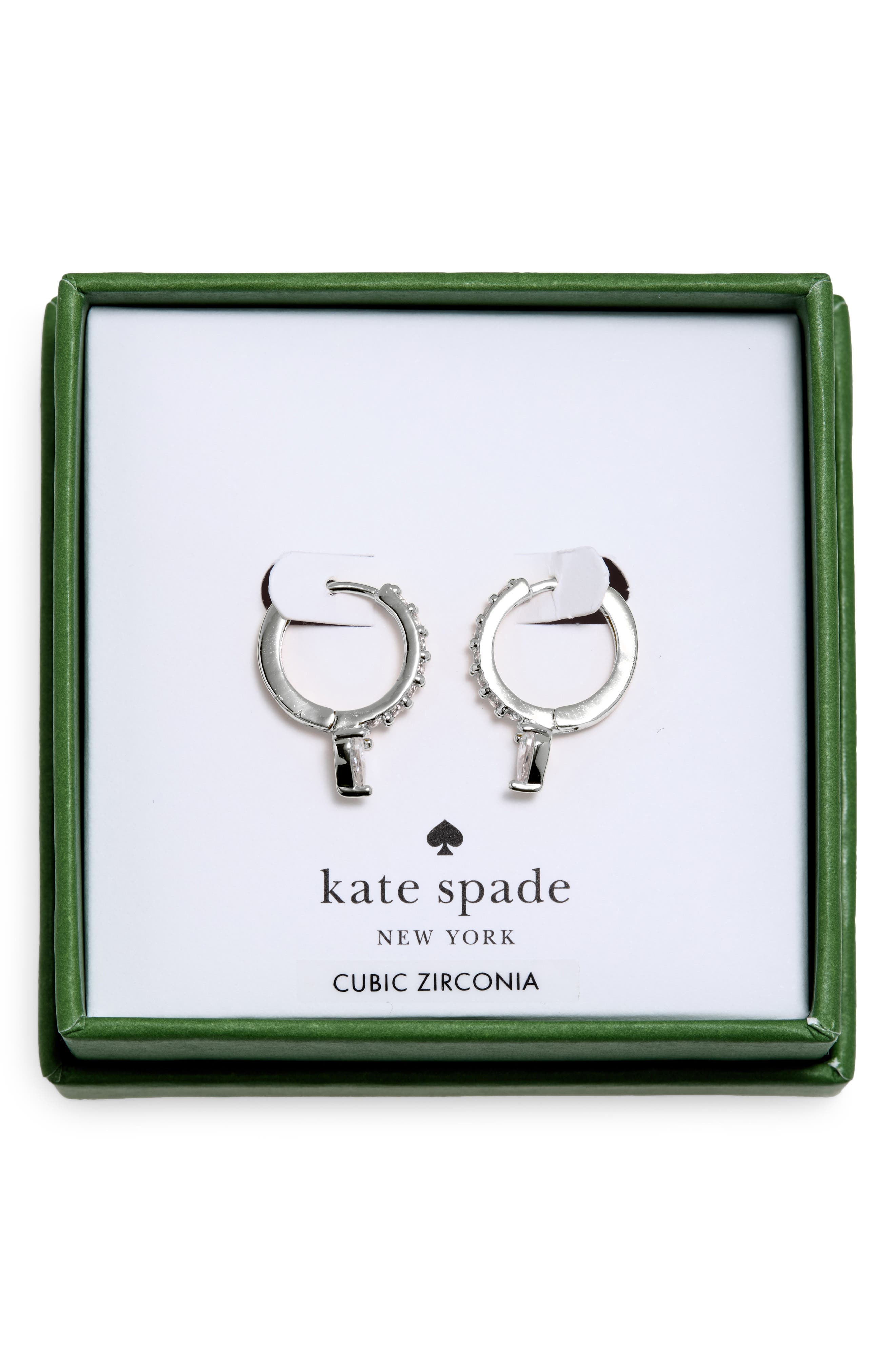 Pave Trio Prong Huggie Hoop Earrings