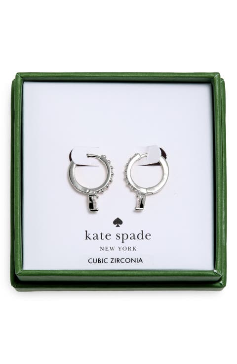 Pave Trio Prong Huggie Hoop Earrings