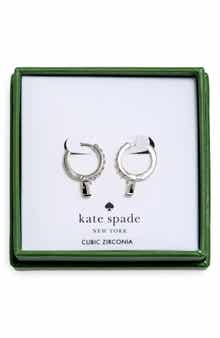 Pave Trio Prong Huggie Hoop Earrings