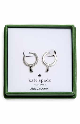 Pave Trio Prong Huggie Hoop Earrings