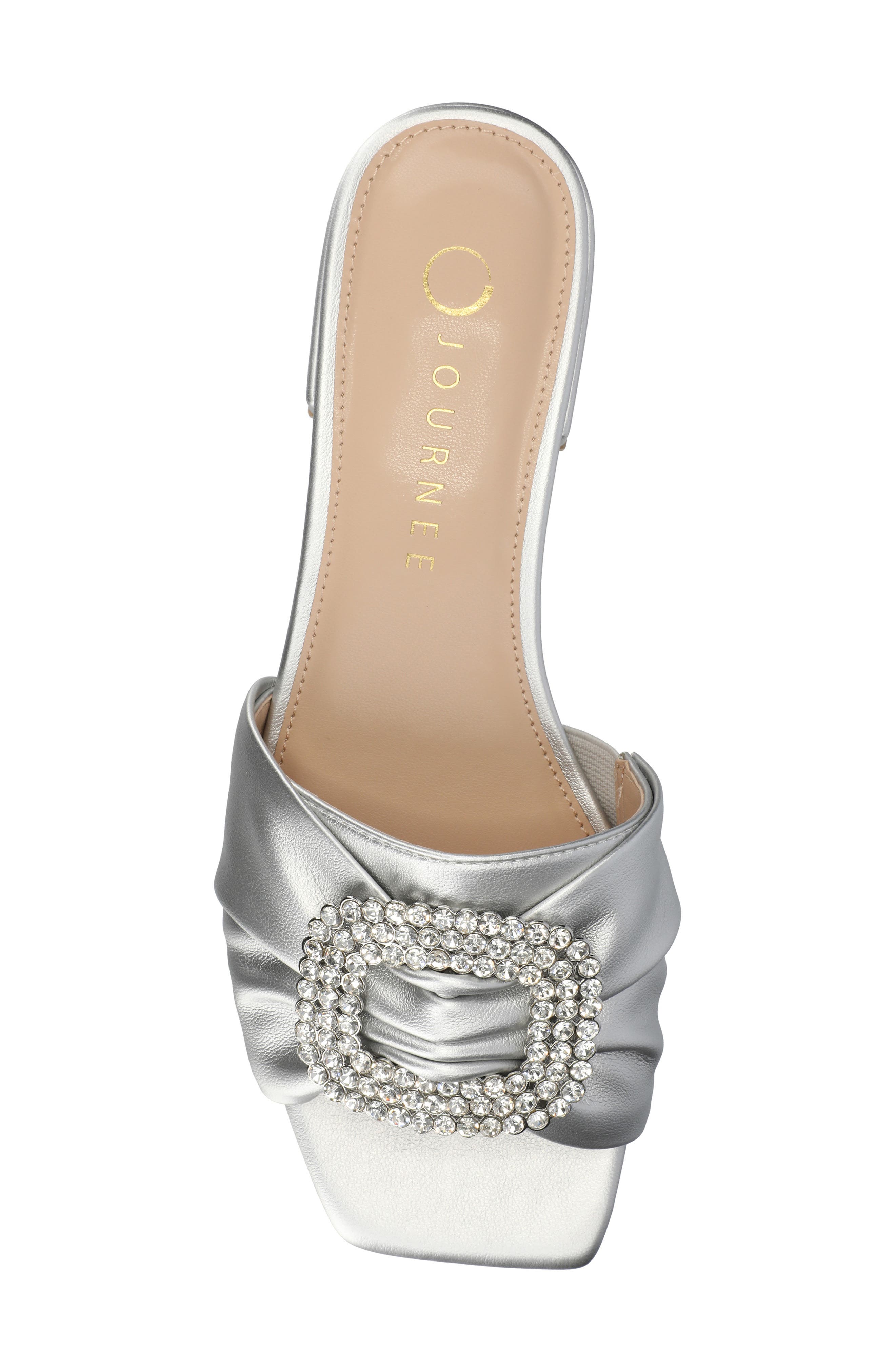 Flavia Rhinestone Buckle Slide Sandal, Alternate, color, SILVER