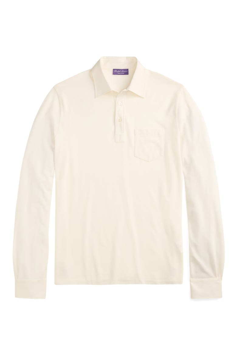 Long Sleeve Cotton & Cashmere Piqué Pocket Polo, Alternate, color, CLASSIC WHITE
