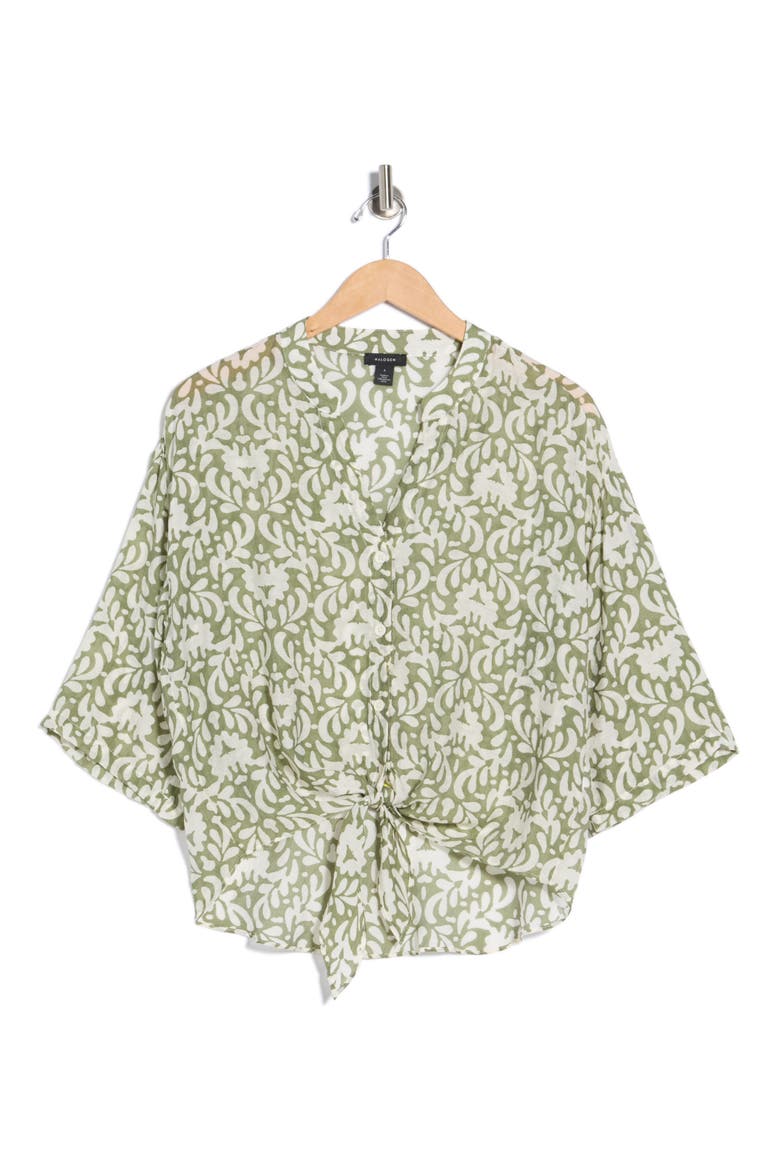 Tie Front Top, Alternate, color, LODEN GREEN