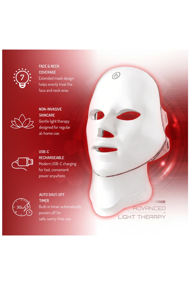 7-in-1 LED Face & Neck Light Therapy Mask, Alternate, color, WHITE