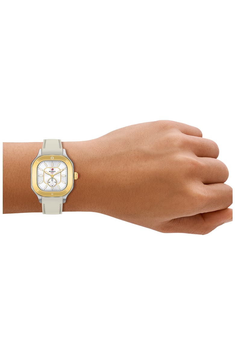 Meggie Sport Chalk Silicone Strap Watch, 33mm, Alternate, color, WHEAT/ WHITE