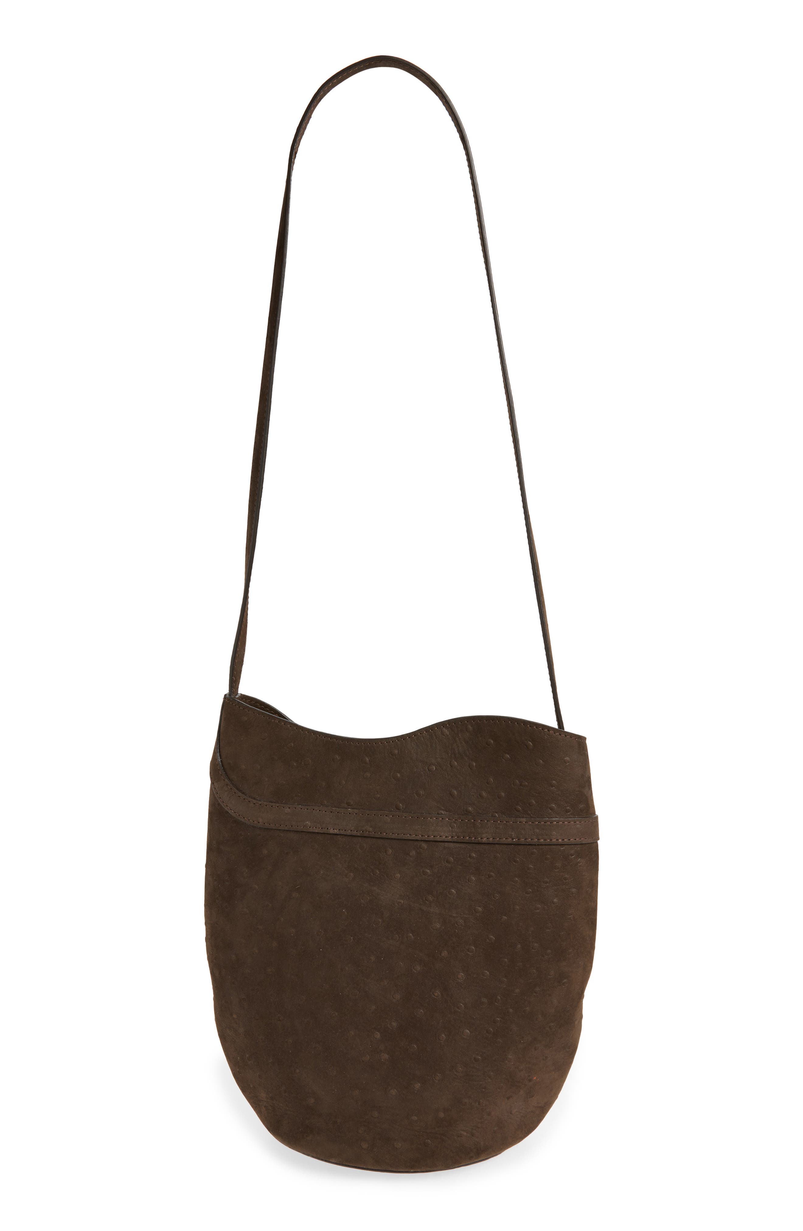 LIFFNER Belted Suede Bucket Bag, Alternate, color, Dark Brown