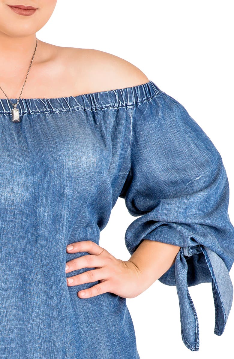 Standards & Practices Julie Off the Shoulder Denim Dress, Alternate, color,
