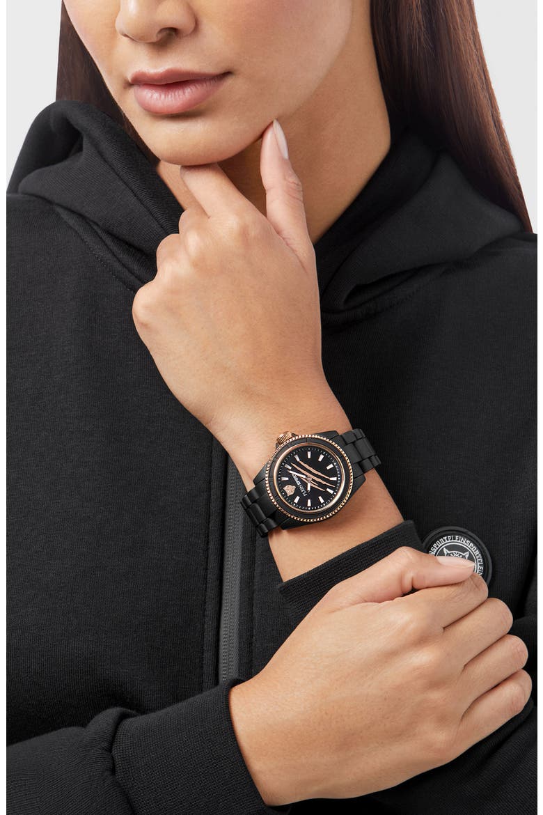 The Scratch Bracelet Watch, 38mm, Alternate, color, BLACK