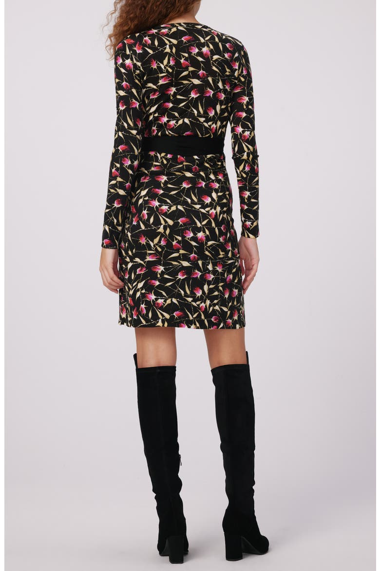 Luella Floral Print Long Sleeve Merino Wool Wrap Dress, Alternate, color, ROCKN ROSE