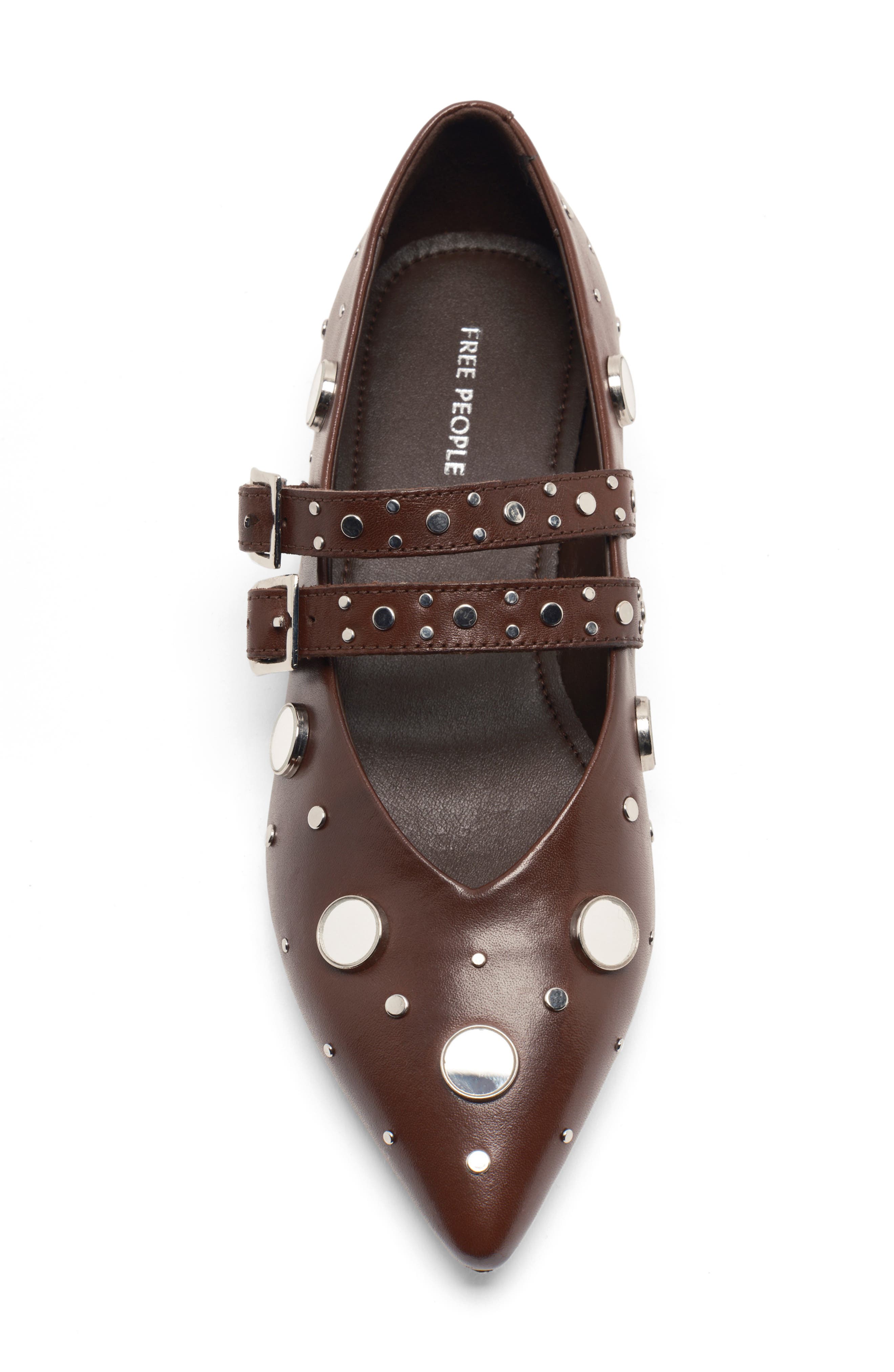 Free People Hall of Mirrors Pointed Toe Flat, Alternate, color, Espresso Leather