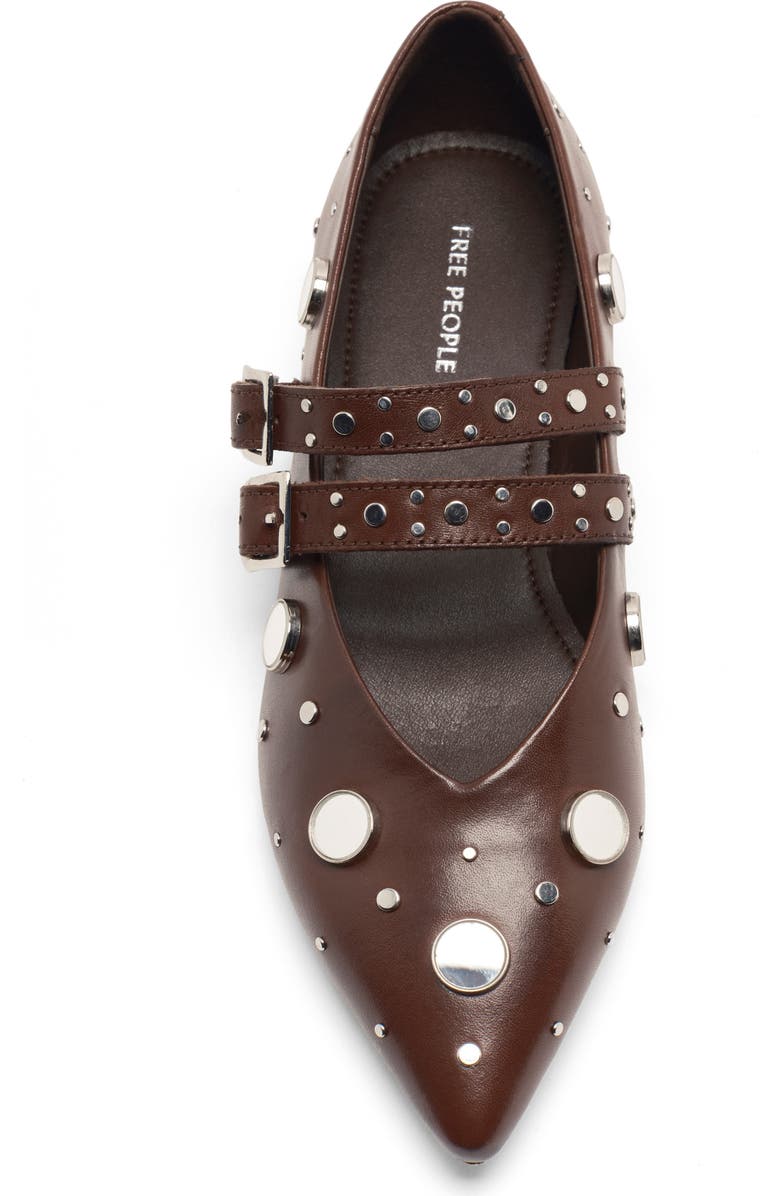 Free People Hall of Mirrors Pointed Toe Flat, Alternate, color, Espresso Leather