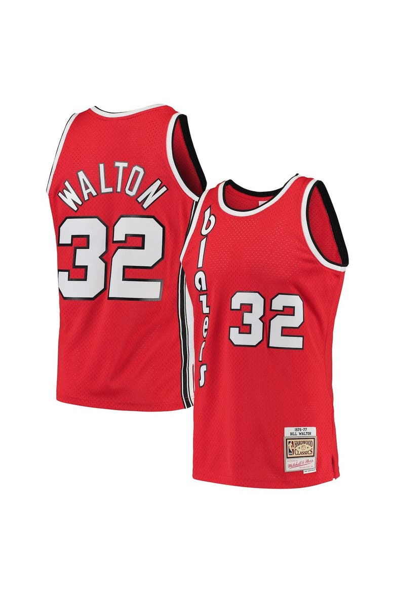 Men's Mitchell & Ness Bill Walton Red Portland Trail Blazers 1976/77 Hardwood Classics Swingman Jersey, Alternate, color, Red