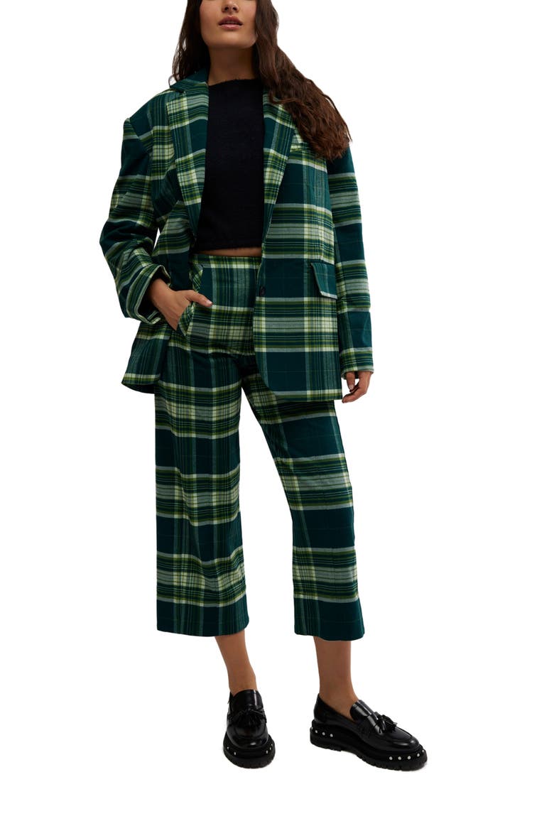 Acadia Plaid Crop Pants, Alternate, color, GREEN COMBO