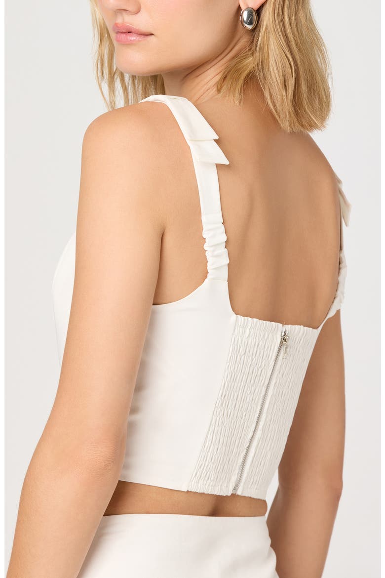 Alexcia Bow Strap Corset Top, Alternate, color, WHITE