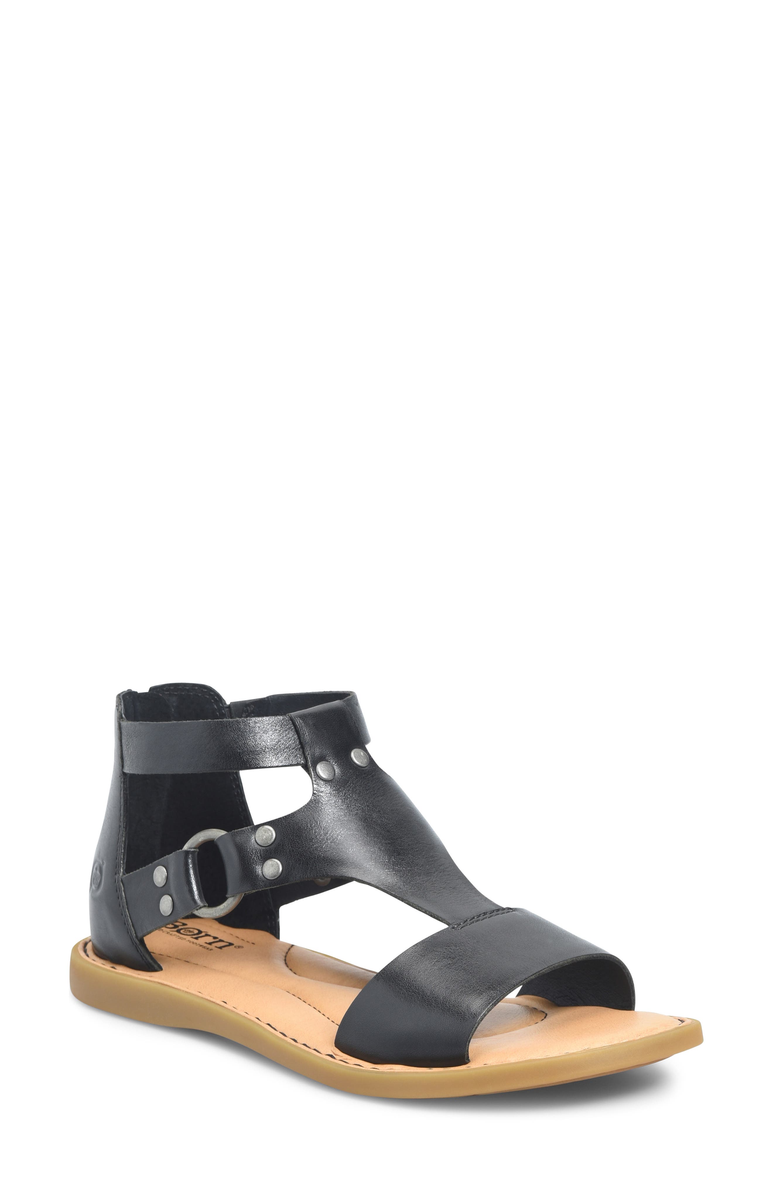 Børn Indi Ankle Strap Sandal, Main, color, Black Leather