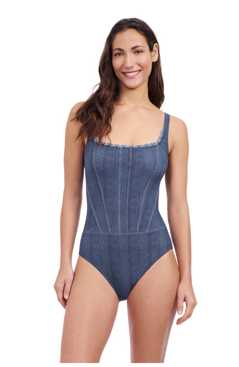 Profile by Gottex Isabelle Square Neck Underwire One Piece, Main, color,