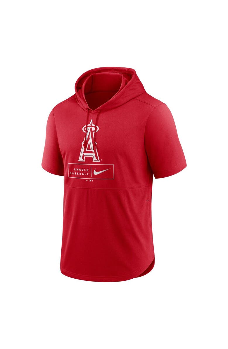 Nike Men's Nike Red Los Angeles Angels Logo Lockup Performance Short-Sleeved Pullover Hoodie, Alternate, color, 