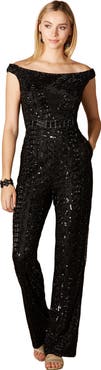 LARA New York Beaded Off Shoulder Jumpsuit