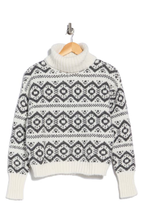 Joseph A Fair Isle Turtleneck Sweater In White