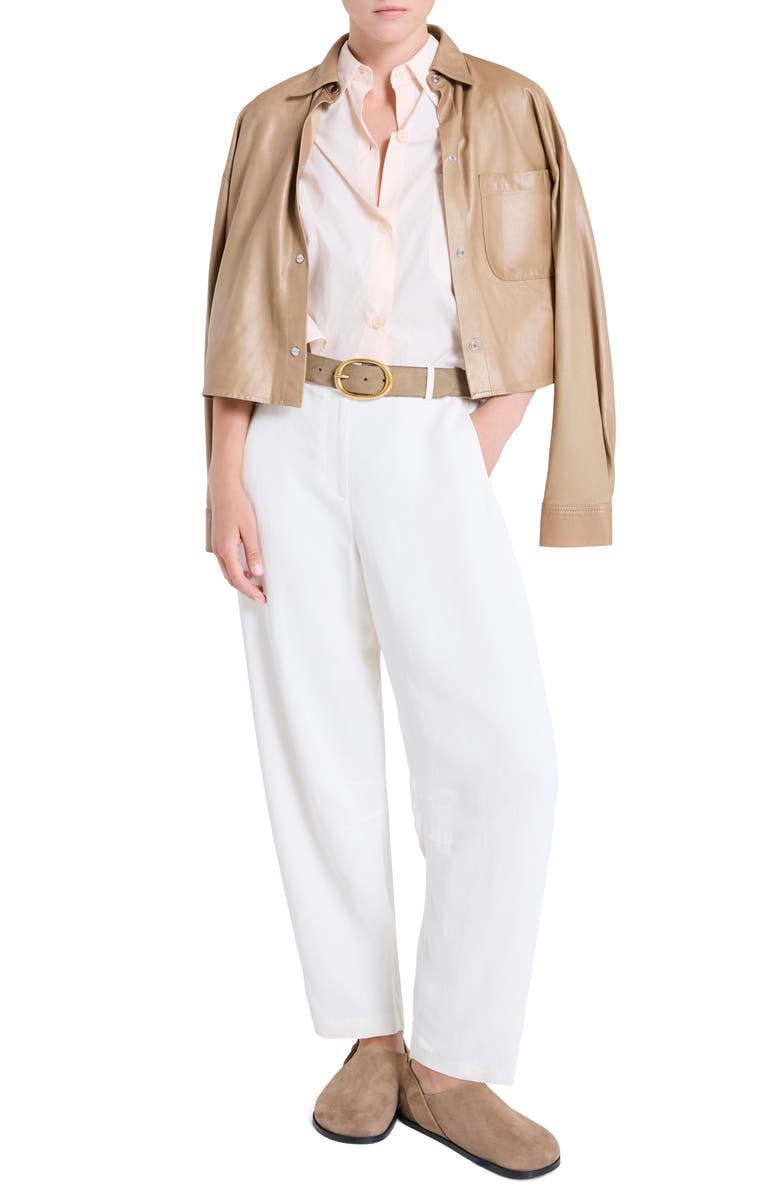TWP Next Ex Crop Cotton Button-Up Shirt, Alternate, color, Creme De Peche