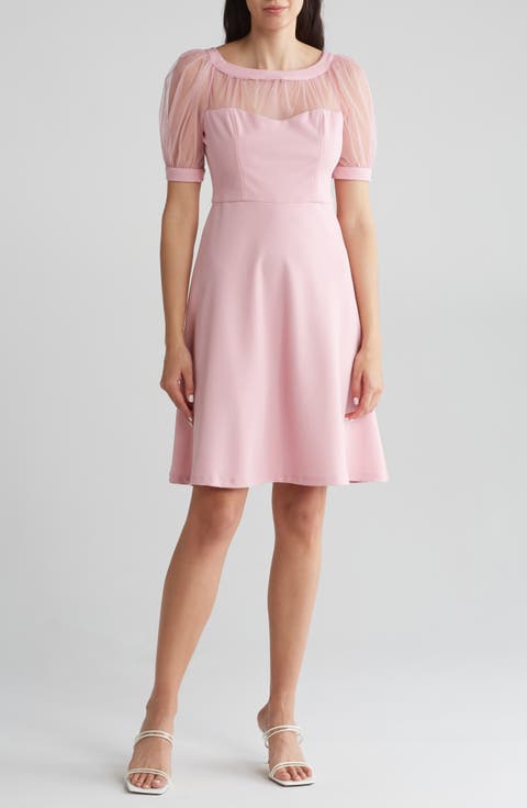 Mesh Illusion Short Sleeve Dress