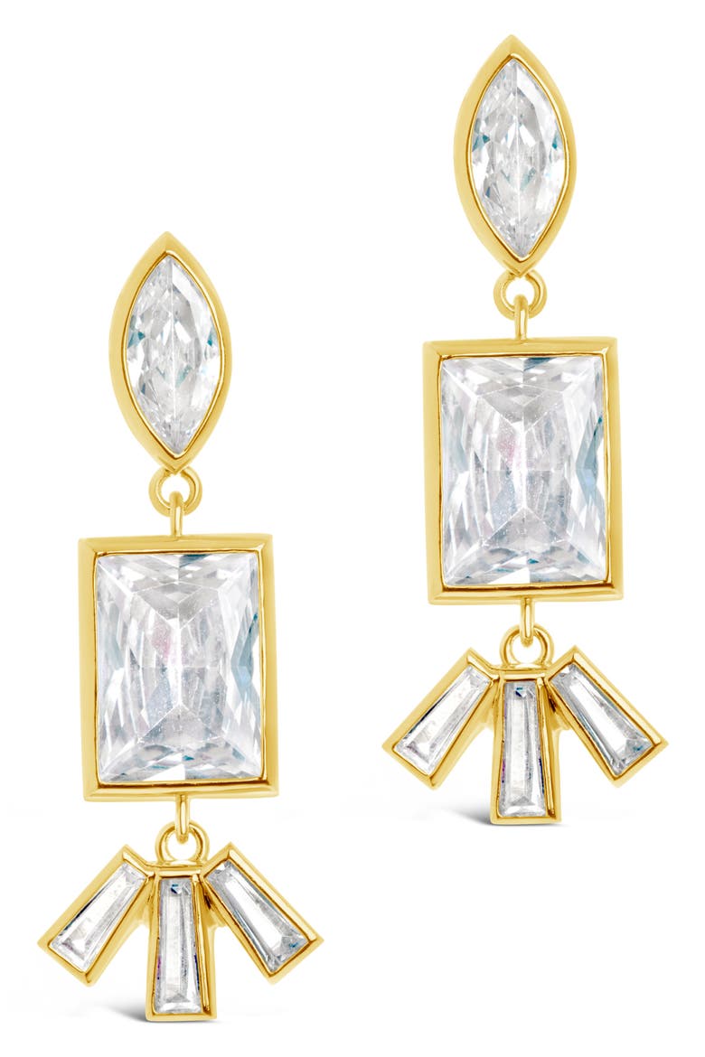 Bella Cubic Zirconia Drop Earrings, Alternate, color, GOLD