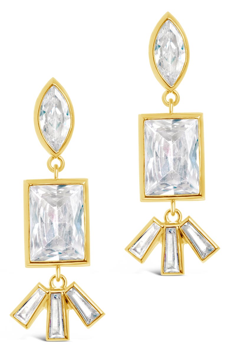 Sterling Forever Bella Cubic Zirconia Drop Earrings, Alternate, color, Gold