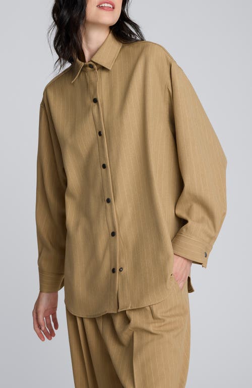 Kenneth Cole Drop Shoulder Boyfriend Shirt In Nude