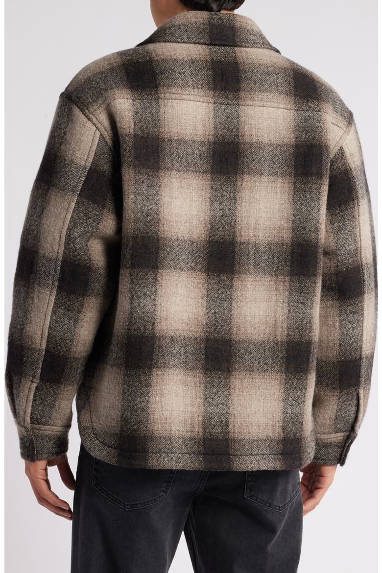 Padded Plaid Wool Blend Shirt Jacket, Alternate, color, BROWN PLAID