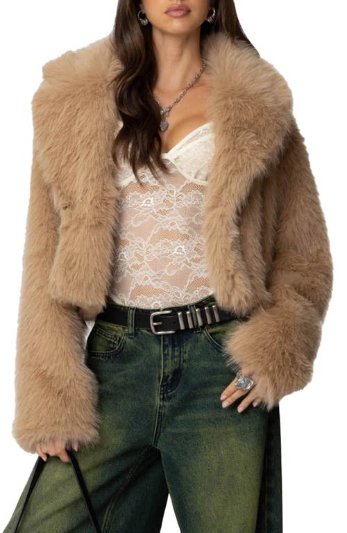 Edikted Sierra Faux Fur Jacket In Camel