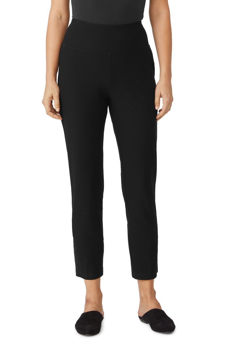 High Waist Slim Ankle Pants, Main, color, BLACK