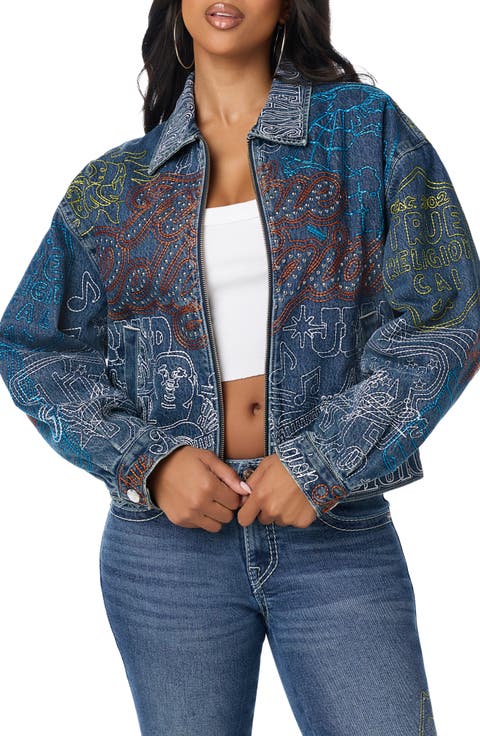 Embroidered Girlfriend Denim Jacket
