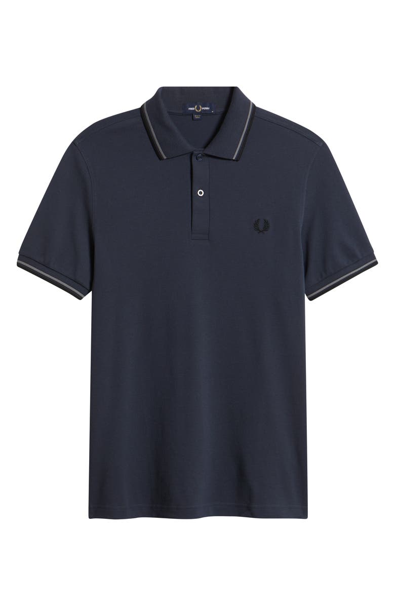 Fred Perry Extra Trim Fit Twin Tipped Piqué Polo, Main, color, Drkair/ Spbl/ Blk