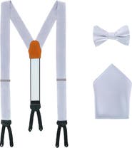 Trafalgar Sutton Solid Color Silk Brace Bow Tie & Pocket Square Combo